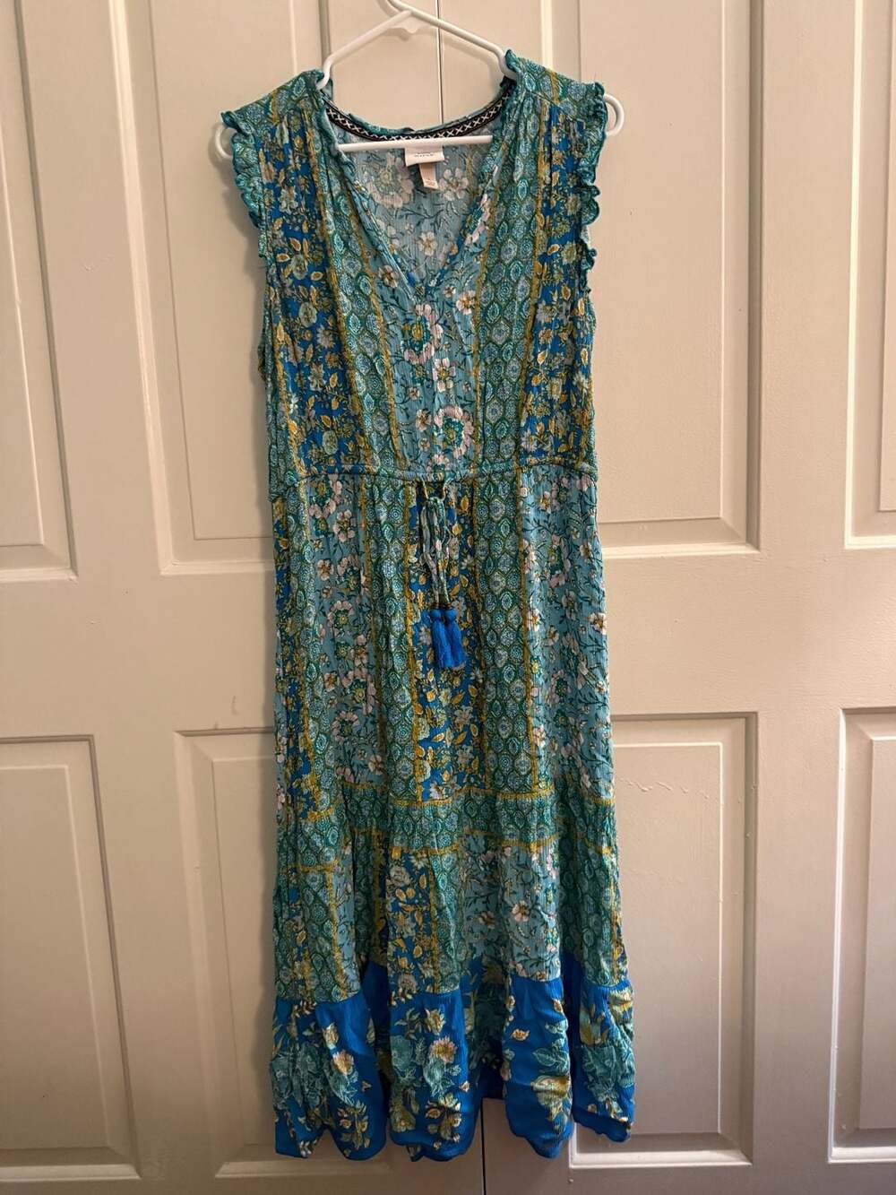 Knox Rose Women's Floral Print Tiered Maxi Dress Size L